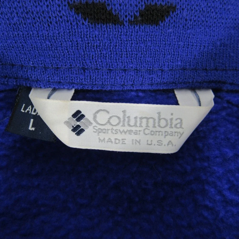 VINTAGE Columbia Jacket Womens Large‎ Purple Aztec Collar Fleece Made In USA
